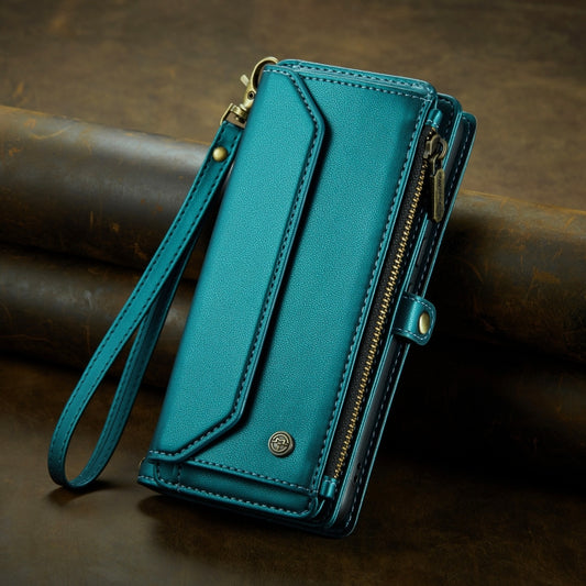 For Google Pixel 7a CaseMe C36 Card Slots Zipper Wallet RFID Anti-theft Leather Phone Case(Blue-green) - Google Cases by CaseMe | Online Shopping UK | buy2fix