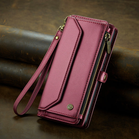 For Google Pixel 7a CaseMe C36 Card Slots Zipper Wallet RFID Anti-theft Leather Phone Case(Wine Red) - Google Cases by CaseMe | Online Shopping UK | buy2fix