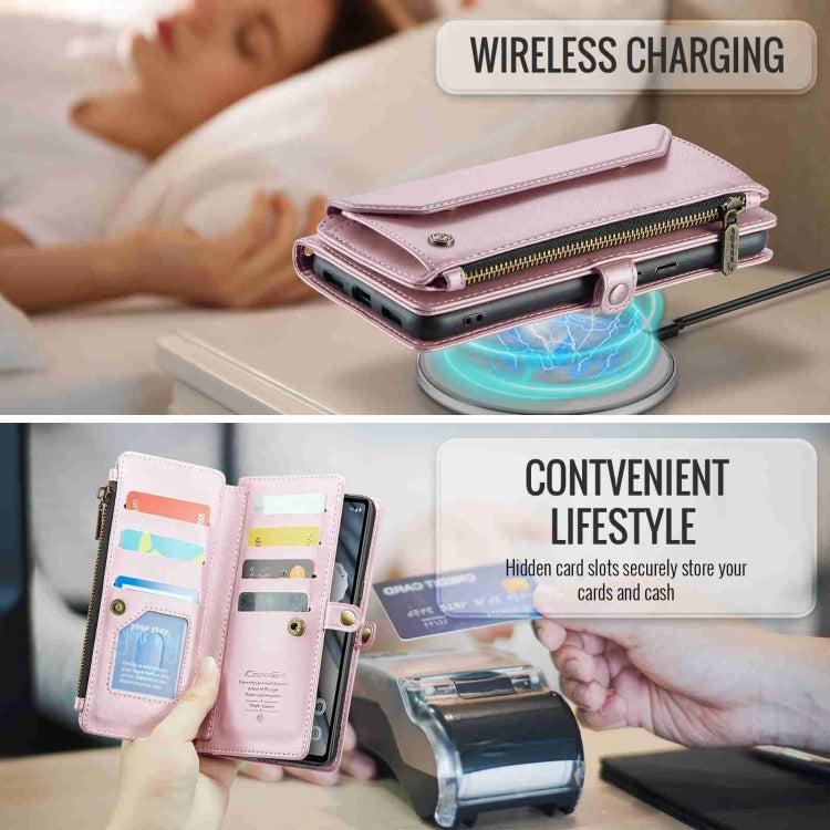 For Google Pixel 7a CaseMe C36 Card Slots Zipper Wallet RFID Anti-theft Leather Phone Case(Pink) - Google Cases by CaseMe | Online Shopping UK | buy2fix