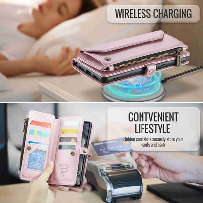 For Google Pixel 7a CaseMe C36 Card Slots Zipper Wallet RFID Anti-theft Leather Phone Case(Pink) - Google Cases by CaseMe | Online Shopping UK | buy2fix