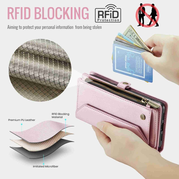 For Google Pixel 7a CaseMe C36 Card Slots Zipper Wallet RFID Anti-theft Leather Phone Case(Pink) - Google Cases by CaseMe | Online Shopping UK | buy2fix