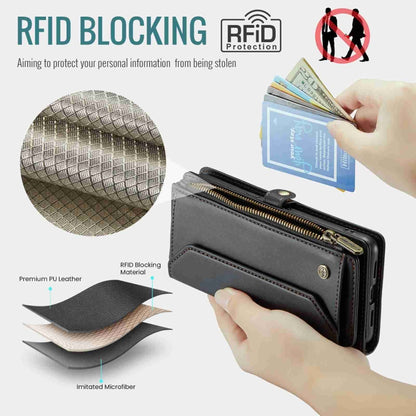 For Google Pixel 8 CaseMe C36 Card Slots Zipper Wallet RFID Anti-theft Leather Phone Case(Black) - Google Cases by CaseMe | Online Shopping UK | buy2fix