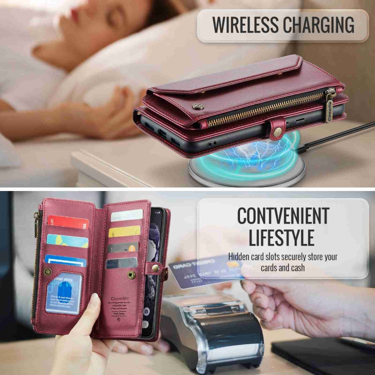 For Google Pixel 8 CaseMe C36 Card Slots Zipper Wallet RFID Anti-theft Leather Phone Case(Wine Red) - Google Cases by CaseMe | Online Shopping UK | buy2fix