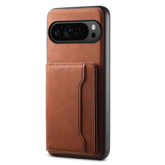 For Google Pixel 9 Pro Denior D13 Retro Texture Leather MagSafe Card Bag Phone Case(Brown) - Google Cases by Denior | Online Shopping UK | buy2fix