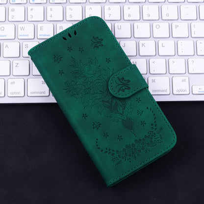 For iPhone 16e Butterfly Rose Embossed Leather Phone Case(Green) by buy2fix