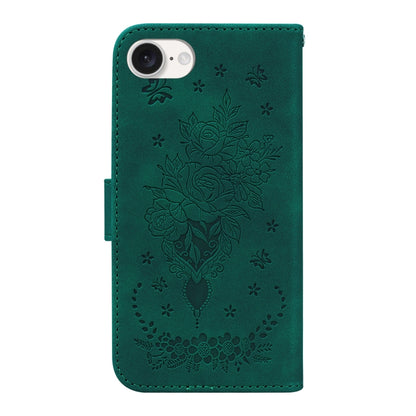 For iPhone 16e Butterfly Rose Embossed Leather Phone Case(Green) by buy2fix