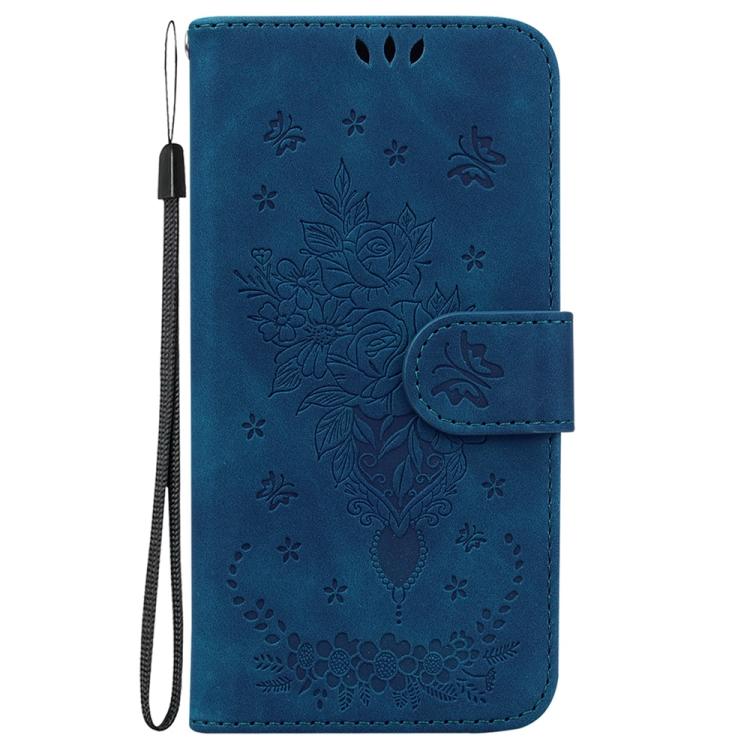 For iPhone Air Butterfly Rose Embossed Leather Phone Case(Blue) - iPhone Air Cases by buy2fix | Online Shopping UK | buy2fix