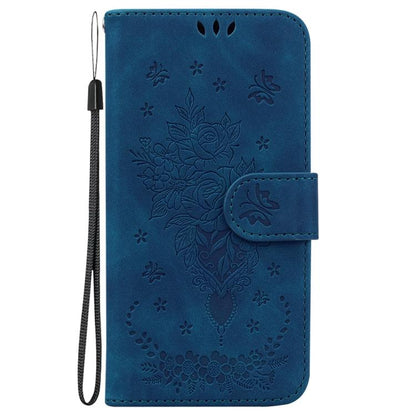 For iPhone Air Butterfly Rose Embossed Leather Phone Case(Blue) - iPhone Air Cases by buy2fix | Online Shopping UK | buy2fix