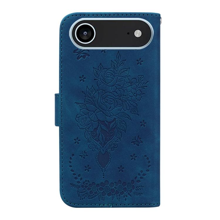 For iPhone Air Butterfly Rose Embossed Leather Phone Case(Blue) - iPhone Air Cases by buy2fix | Online Shopping UK | buy2fix