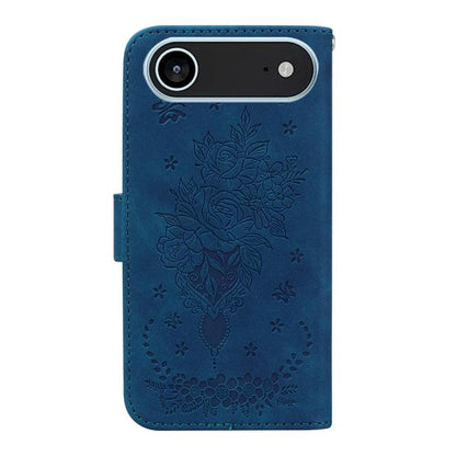 For iPhone Air Butterfly Rose Embossed Leather Phone Case(Blue) - iPhone Air Cases by buy2fix | Online Shopping UK | buy2fix