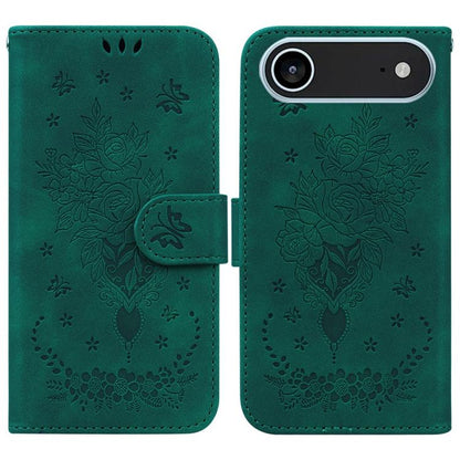 For iPhone Air Butterfly Rose Embossed Leather Phone Case(Green) - iPhone Air Cases by buy2fix | Online Shopping UK | buy2fix