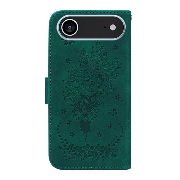 For iPhone Air Butterfly Rose Embossed Leather Phone Case(Green) - iPhone Air Cases by buy2fix | Online Shopping UK | buy2fix