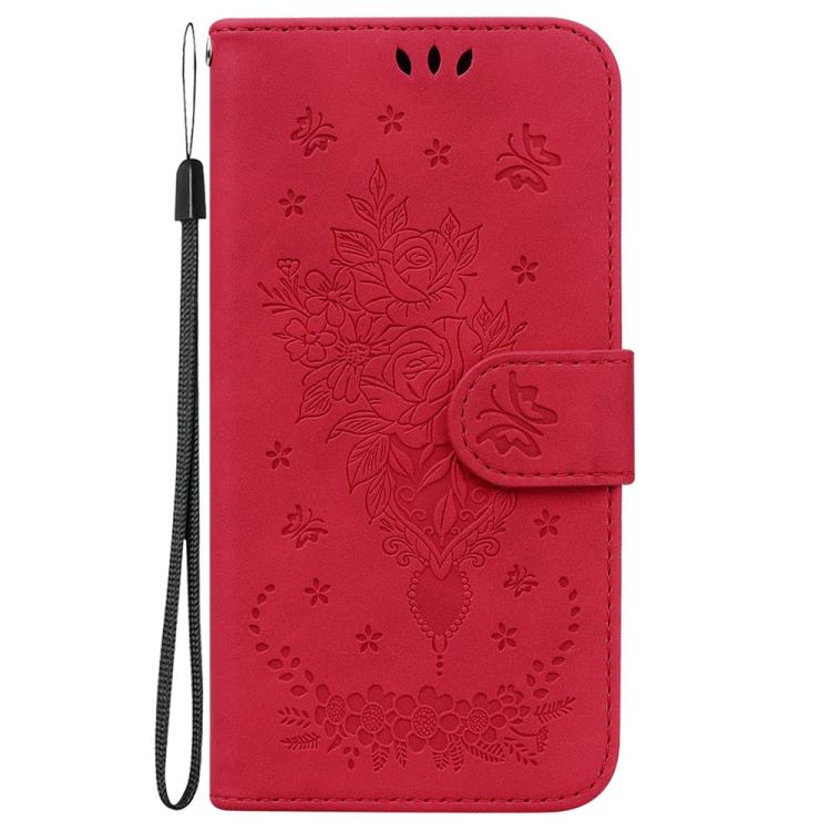 For iPhone Air Butterfly Rose Embossed Leather Phone Case(Red) - iPhone Air Cases by buy2fix | Online Shopping UK | buy2fix