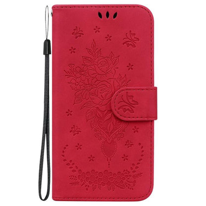 For iPhone Air Butterfly Rose Embossed Leather Phone Case(Red) - iPhone Air Cases by buy2fix | Online Shopping UK | buy2fix
