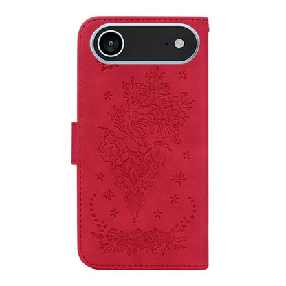For iPhone Air Butterfly Rose Embossed Leather Phone Case(Red) - iPhone Air Cases by buy2fix | Online Shopping UK | buy2fix