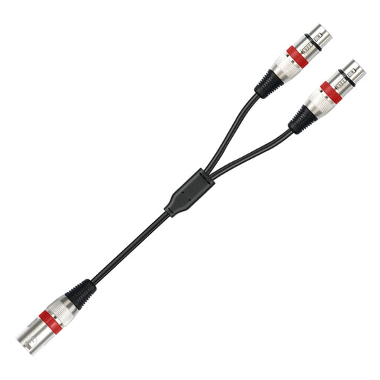 2055YMFF-05 XLR 3pin Male to Dual Female Audio Cable, Length: 50cm(Black+Red)