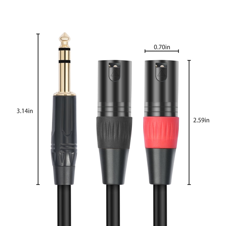 TC145YXK108RE-10 6.35mm 1/4 TRS Male to Dual XLR Male Audio Cable, Length:2m(Black) by buy2fix
