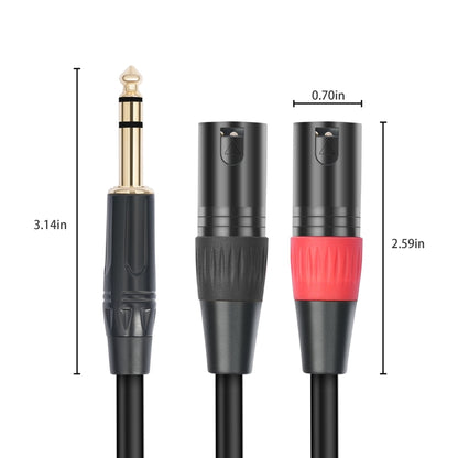 TC145YXK108RE-10 6.35mm 1/4 TRS Male to Dual XLR Male Audio Cable, Length:2m(Black) by buy2fix