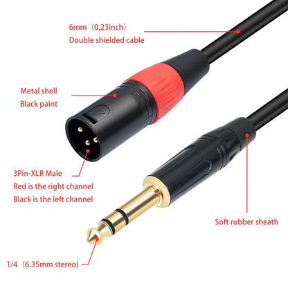 TC145YXK108RE-10 6.35mm 1/4 TRS Male to Dual XLR Male Audio Cable, Length:2m(Black) by buy2fix