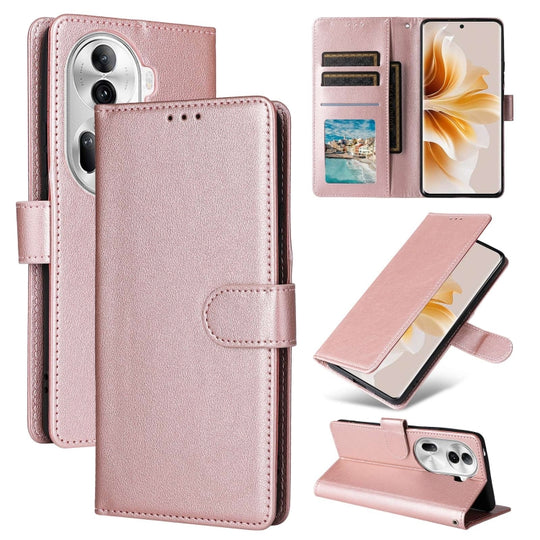 For OPPO Reno11 Pro 5G Global 3-Card Slots Multifunctional Leather Phone Case(Rose Gold)