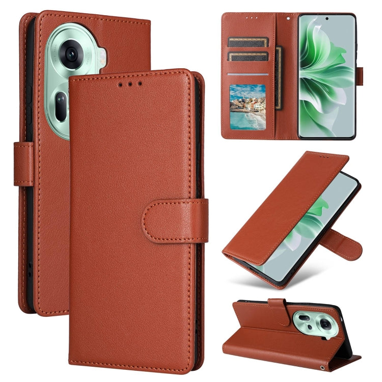 For OPPO Reno11 5G Global 3-Card Slots Multifunctional Leather Phone Case(Brown) by buy2fix
