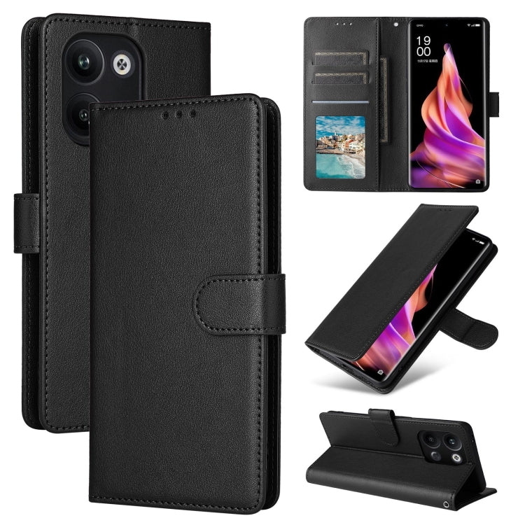 For OPPO Reno9 /9 Pro 5G 3-Card Slots Multifunctional Leather Phone Case(Black) by buy2fix
