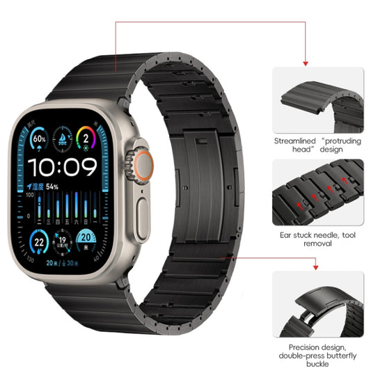 For Apple Watch Ultra 49mm PG65 Single Bead Bamboo Joint Spring Bars Titanium Metal Watch Band(Graphite Black) by buy2fix