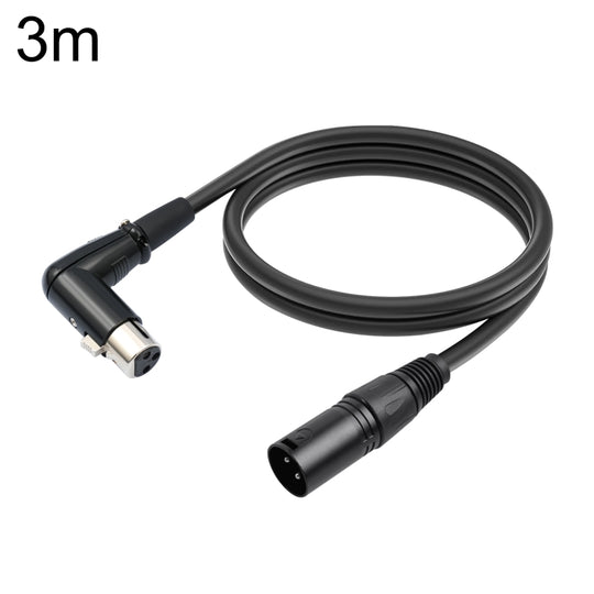 XK041L XLR 3pin Straight Male to Elbow Female Audio Cable, Length:3m(Black)
