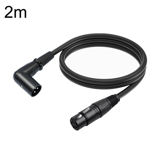 XK042L XLR 3pin Straight Female to Elbow Male Audio Cable, Length:2m(Black)