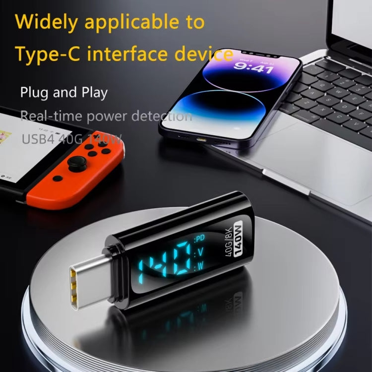 Type-C Male to Type-C Female 140W Charging Adapter with Digital Display(Black) - OTG Adapter by buy2fix | Online Shopping UK | buy2fix