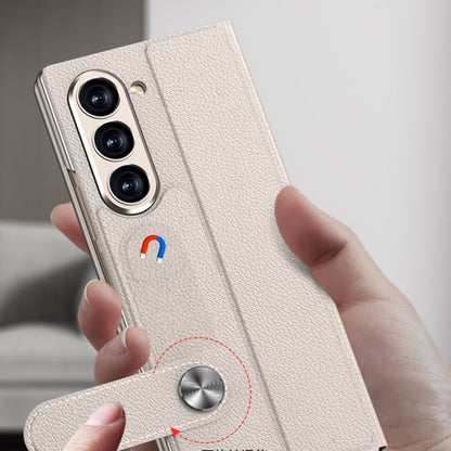 For Samsung Galaxy Z Fold6 GKK Integrated Flip Leather Case with Pen Slotm, Stylus Not Included(Green) by GKK