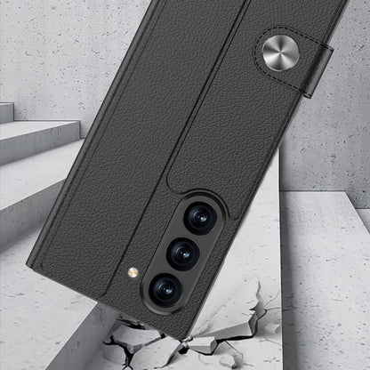 For Samsung Galaxy Z Fold6 GKK Integrated Flip Leather Case with Pen Slotm, Stylus Not Included(Carbon Fiber Texture) by GKK