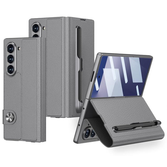 For Samsung Galaxy Z Fold7 5G GKK Integrated Flip Leather Case with Pen Slotm, Stylus Not Included(Grey) - Galaxy Z Fold7 5G Cases by GKK | Online Shopping UK | buy2fix