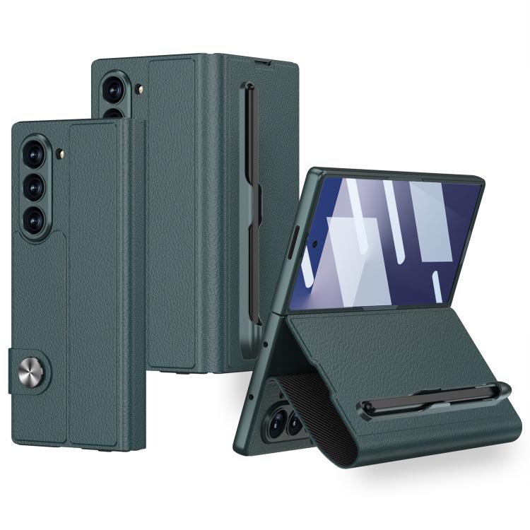 For Samsung Galaxy Z Fold7 5G GKK Integrated Flip Leather Case with Pen Slotm, Stylus Not Included(Green) - Galaxy Z Fold7 5G Cases by GKK | Online Shopping UK | buy2fix