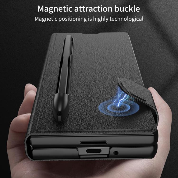 For Samsung Galaxy Z Fold7 5G GKK Integrated Flip Leather Case with Pen Slotm, Stylus Not Included(Grey) - Galaxy Z Fold7 5G Cases by GKK | Online Shopping UK | buy2fix