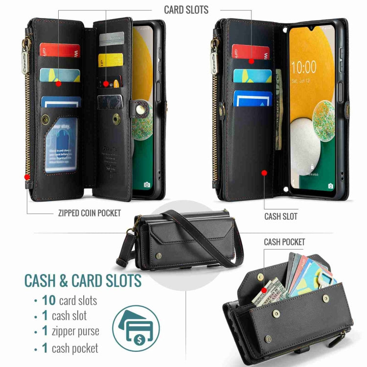 For Samsung Galaxy A13 5G / 4G CaseMe C36 Card Slots Zipper Wallet RFID Anti-theft Leather Phone Case(Black) by CaseMe