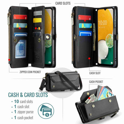 For Samsung Galaxy A13 5G / 4G CaseMe C36 Card Slots Zipper Wallet RFID Anti-theft Leather Phone Case(Black) by CaseMe