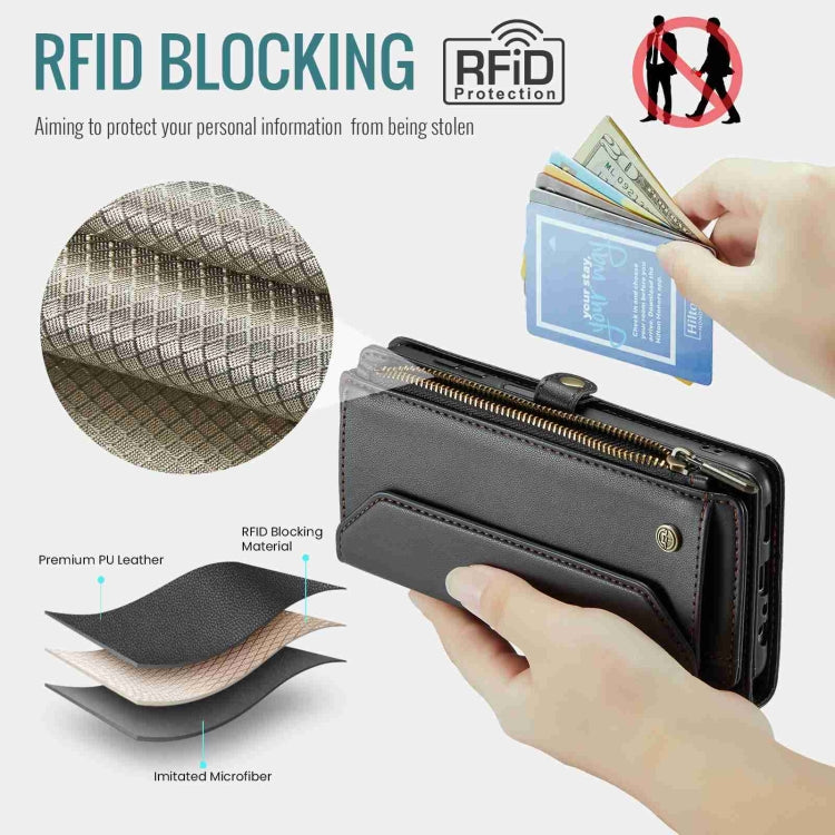 For Samsung Galaxy A13 5G / 4G CaseMe C36 Card Slots Zipper Wallet RFID Anti-theft Leather Phone Case(Black) by CaseMe