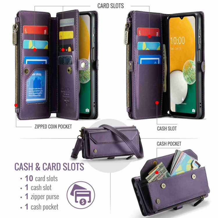 For Samsung Galaxy A13 5G / 4G CaseMe C36 Card Slots Zipper Wallet RFID Anti-theft Leather Phone Case(Purple) by CaseMe