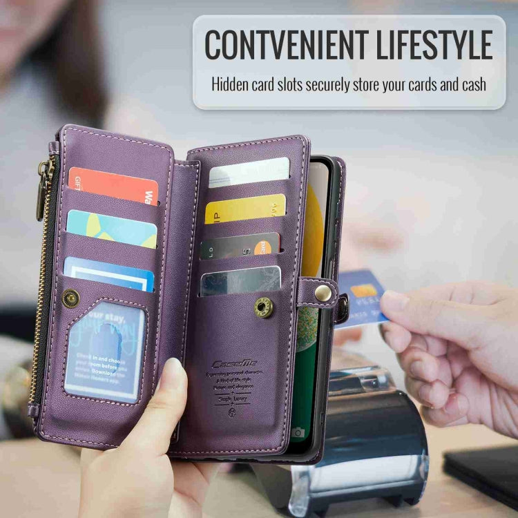 For Samsung Galaxy A13 5G / 4G CaseMe C36 Card Slots Zipper Wallet RFID Anti-theft Leather Phone Case(Purple) by CaseMe