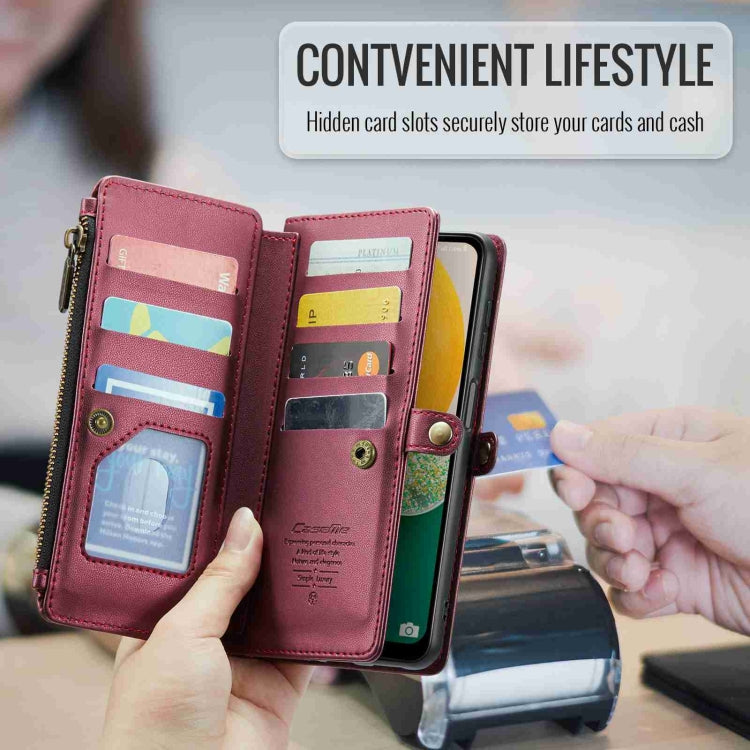 For Samsung Galaxy A13 5G / 4G CaseMe C36 Card Slots Zipper Wallet RFID Anti-theft Leather Phone Case(Wine Red) by CaseMe