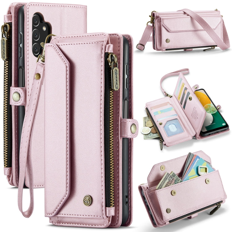 For Samsung Galaxy A13 5G / 4G CaseMe C36 Card Slots Zipper Wallet RFID Anti-theft Leather Phone Case(Pink) by CaseMe