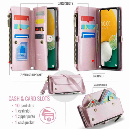 For Samsung Galaxy A13 5G / 4G CaseMe C36 Card Slots Zipper Wallet RFID Anti-theft Leather Phone Case(Pink) by CaseMe