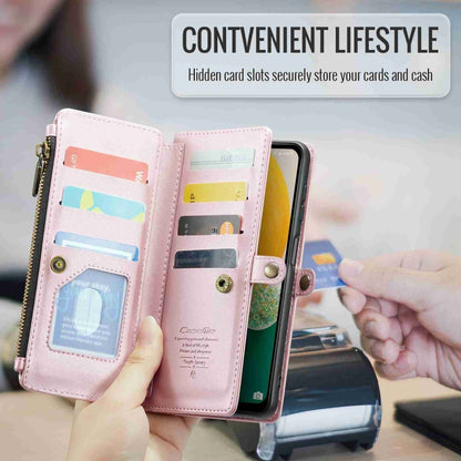 For Samsung Galaxy A13 5G / 4G CaseMe C36 Card Slots Zipper Wallet RFID Anti-theft Leather Phone Case(Pink) by CaseMe