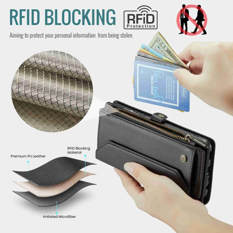 For Samsung Galaxy A14 5G / 4G CaseMe C36 Card Slots Zipper Wallet RFID Anti-theft Leather Phone Case(Black) by CaseMe