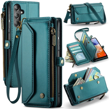 For Samsung Galaxy A14 5G / 4G CaseMe C36 Card Slots Zipper Wallet RFID Anti-theft Leather Phone Case(Blue-green) by CaseMe