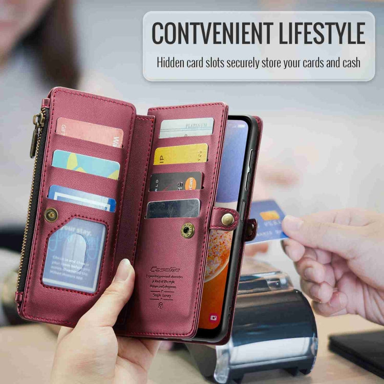 For Samsung Galaxy A14 5G / 4G CaseMe C36 Card Slots Zipper Wallet RFID Anti-theft Leather Phone Case(Wine Red) by CaseMe