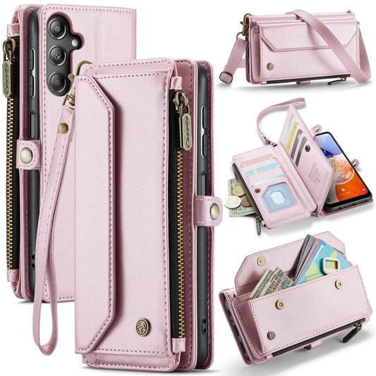 For Samsung Galaxy A14 5G / 4G CaseMe C36 Card Slots Zipper Wallet RFID Anti-theft Leather Phone Case(Pink) by CaseMe