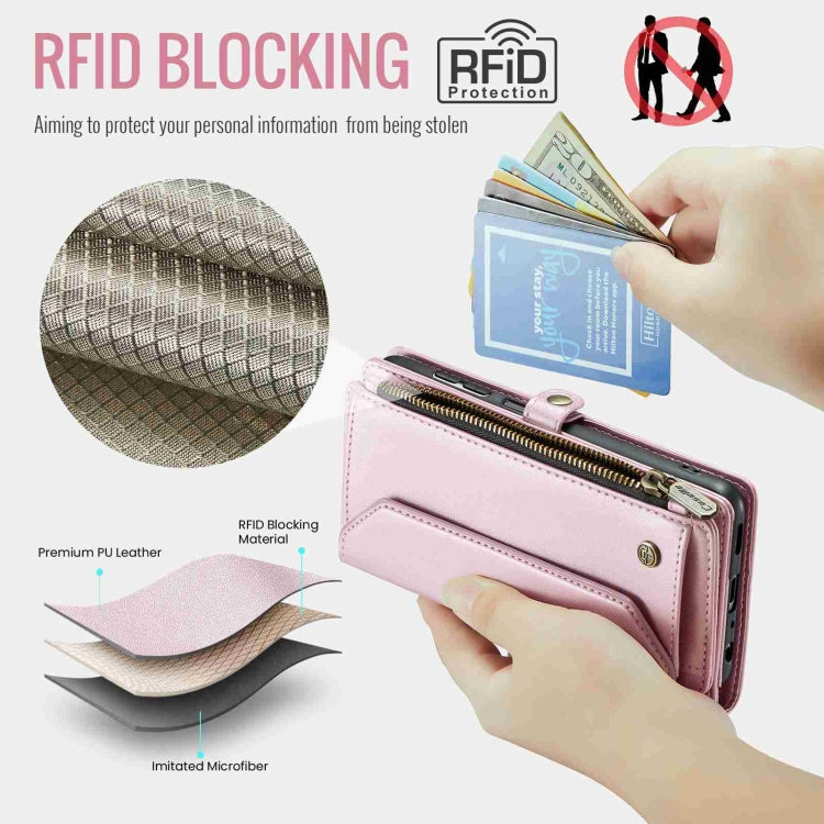 For Samsung Galaxy A14 5G / 4G CaseMe C36 Card Slots Zipper Wallet RFID Anti-theft Leather Phone Case(Pink) by CaseMe