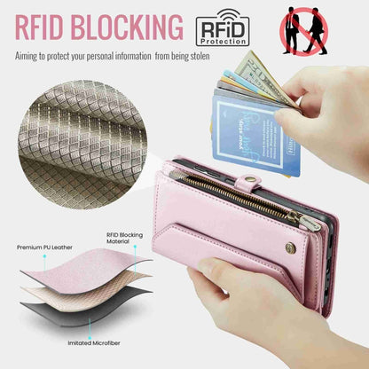 For Samsung Galaxy A14 5G / 4G CaseMe C36 Card Slots Zipper Wallet RFID Anti-theft Leather Phone Case(Pink) by CaseMe